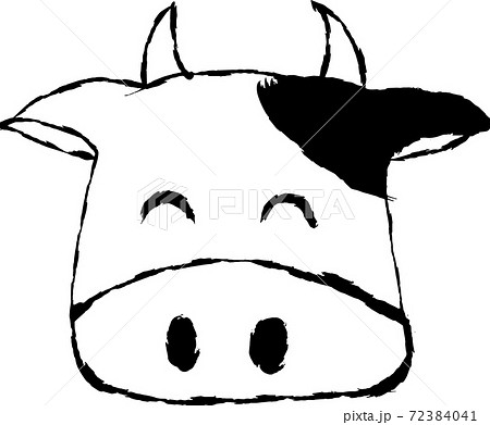 墨で描いた可愛い牛のイラストのイラスト素材