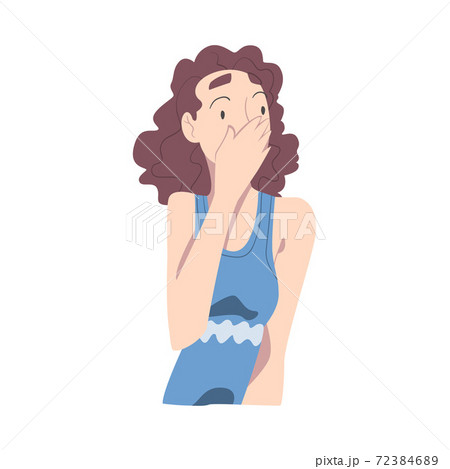 Surprised Girl Closed her Mouth by Hand, Young Woman with Shocked Face Expression Cartoon Style Vector Illustration Surprised Girl Closed her Mouth by Hand, Young Woman with Shocked Face Expression Cartoon Style Vector Illustration 72384689