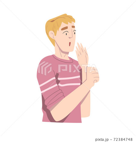 Surprised Guy, Young Man Looking Shocked Cartoon Style Vector Illustration 72384748