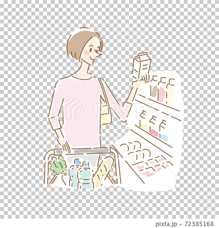 可愛的家庭主婦在超市購物 72385168