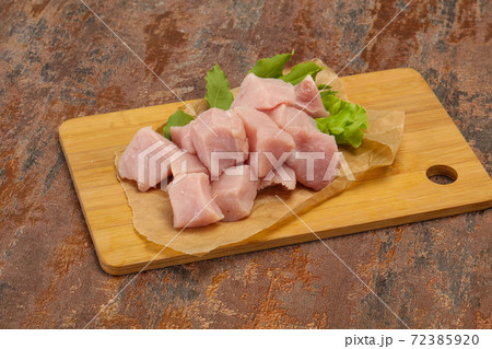 Raw fresh pork meat cube 72385920