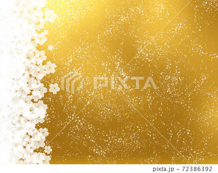 金和紙に桜柄の背景画像  72386392