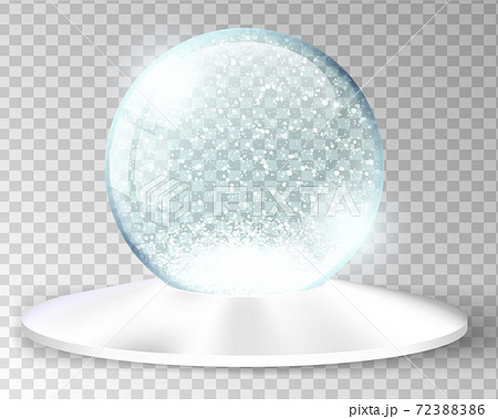White vector snow globe empty template isolated on transparent background. Christmas magic ball. Blue glass ball dome with silver round wide cone stand. Winter holiday crystal, snow inside. Xmas toy White vector snow globe empty template isolated on transparent background. Christmas magic ball. Blue glass ball dome with silver round wide cone stand. Winter holiday crystal, snow inside. Xmas toy 72388386