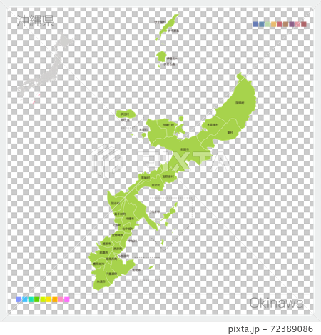 Map of Okinawa Prefecture, Okinawa, municipalities (municipalities, divisions) 72389086