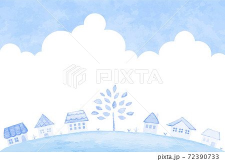 さわやかな青色の街並みイラスト 72390733