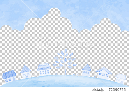 さわやかな青色の街並みイラスト 72390733