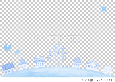 綺麗な青色の街並みイラスト 綺麗な青色の街並みイラスト 72390734