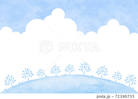 水彩青色の森林イラスト 72390735