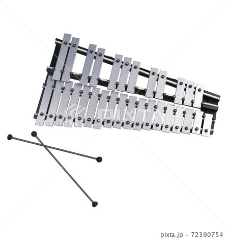 Xylophone with mallets on isolated white background Xylophone with mallets on isolated white background 72390754