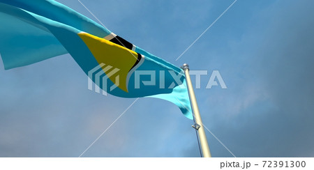 3d rendering of the national flag of the Saint Lucia 72391300