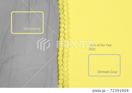 Gray cotton fabric on illuminating and bright yellow. 72391608