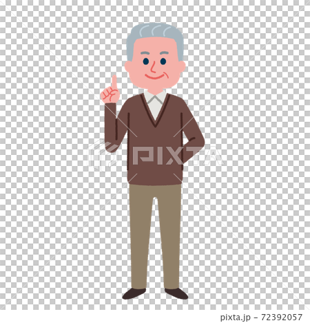 指を指しているシニア男性のイラスト素材のイラスト素材