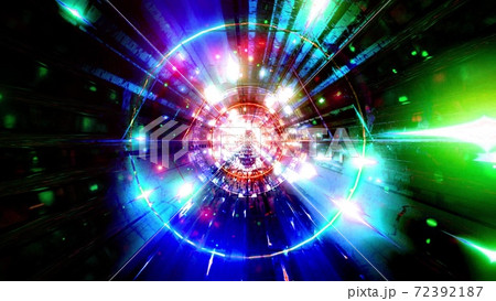 Glowing rainbow color tunnel 3d illustration background wallpaper artwork 72392187