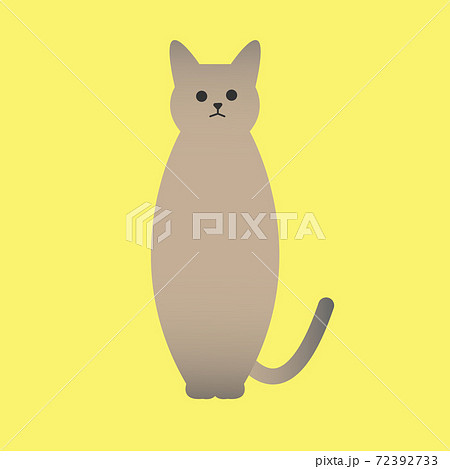 正面を向いて座る茶色の猫のイラスト Sitting Brown Cat Illustrationのイラスト素材