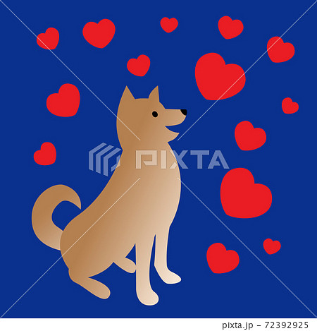 赤いハートと柴犬のイラスト Shiba Dog With Strong Love Energyのイラスト素材