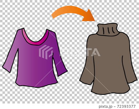 Illustration of tops for changing clothes (autumn clothes to winter clothes) Illustration of tops for changing clothes (autumn clothes to winter clothes) 72393377