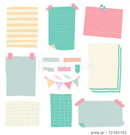 Note paper stickers. White blank memo paper notes, sticky paper