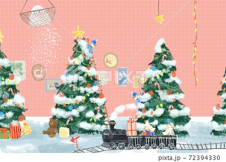 絵本のようなクリスマスの準備をする妖精のイラストのイラスト素材 絵本のようなクリスマスの準備をする妖精のイラストのイラスト素材