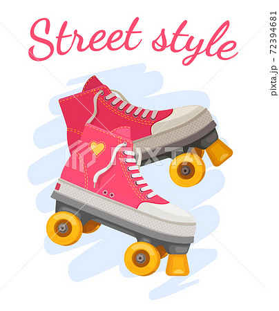 Roller Girl Print Trendy Pink Rollers Skate のイラスト素材