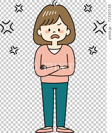 ムカムカしながら怒る女性（全身） 72395538