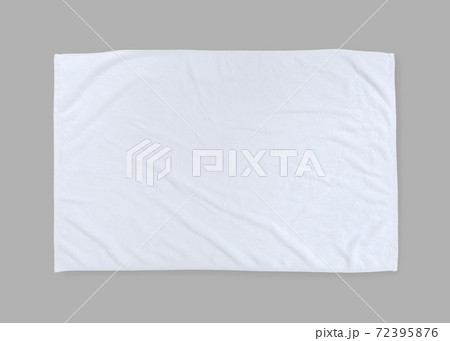 White towel mock up template cotton fabric wiper mockup isolated on grey background with clipping path, flat lay top view White towel mock up template cotton fabric wiper mockup isolated on grey background with clipping path, flat lay top view 72395876