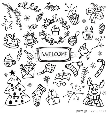 Set of Christmas elements in doodle style 72396653