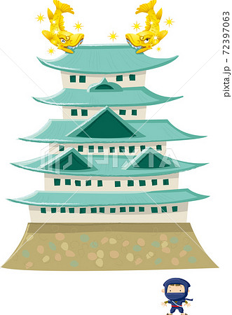 名古屋城と鯱鉾のイラスト素材