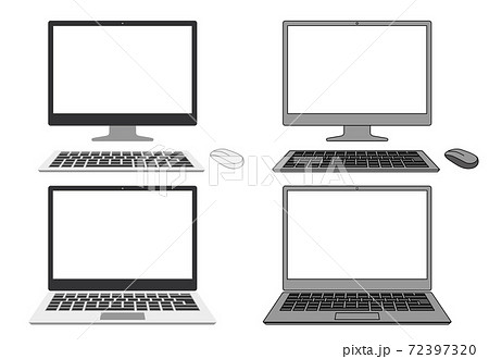 イラスト素材 デバイスセット デスクトップとノートパソコンのイラスト素材