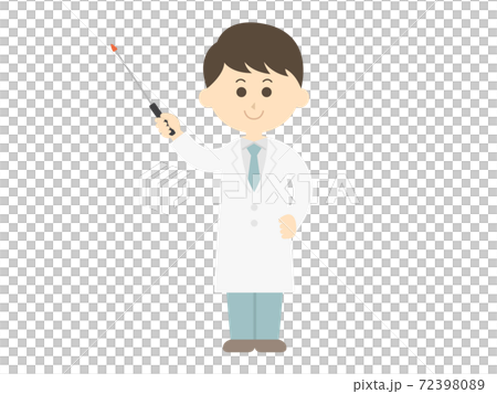 指し棒で解説する医者のイラストのイラスト素材