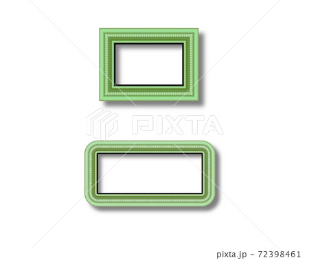 Green frame. Beautiful simple golden design. Vintage style decorative border, isolated on white background. Deco elegant art object. Empty copy space for decoration, photo, banner. Vector 72398461