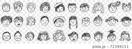 Portraits hand drawn doodle set Portraits hand drawn doodle set 72399151