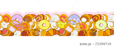 Hand drawn seamless pattern of donuts. Hand drawn elements Hand drawn seamless pattern of donuts. Hand drawn elements 72399719
