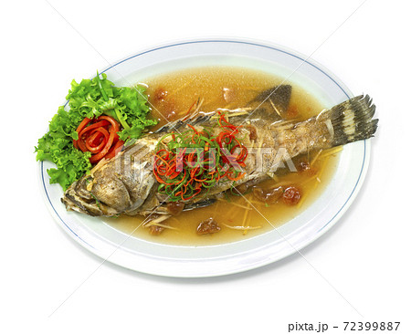 Steamed Grouper with Plum Sauce Chinese food 72399887