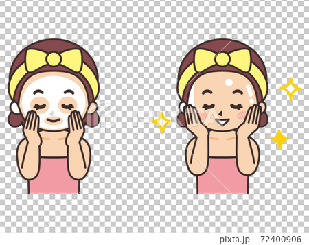フェイスパックをする女性 美容 ビューティー スキンケアのイラスト素材