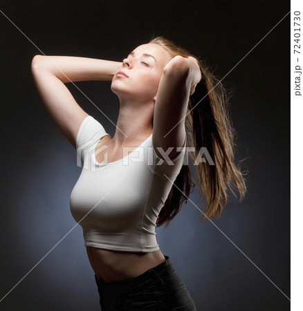 Portrait of a Teenage Girl with Long Brown Hair. Portrait of a Teenage Girl with Long Brown Hair. 72401730