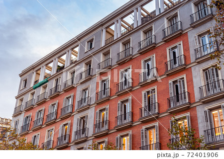 Cityscape with luxury residential apartment buildings in Madrid 72401906