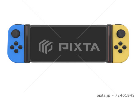 Realistic video game controllers attached to mobile phone isolated on white Realistic video game controllers attached to mobile phone isolated on white 72401945