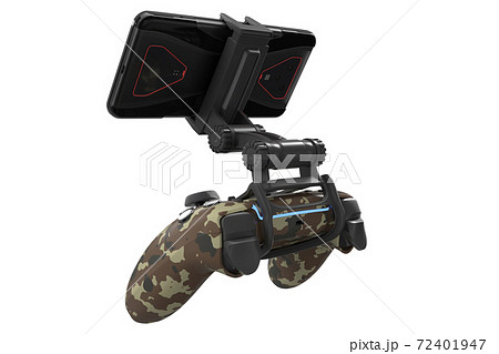 Realistic joystick for playing games on a mobile phone isolated on white Realistic joystick for playing games on a mobile phone isolated on white 72401947