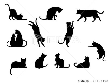 猫のシルエット11種のイラスト素材 [72403198] - PIXTA