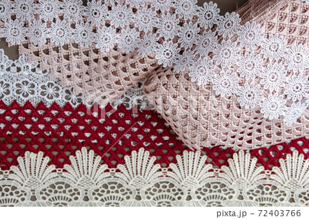 pile of red, white. beige gentle luxury quality guipure pile of red, white. beige gentle luxury quality guipure 72403766