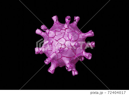 Cracked Coronavirus on black background, Covid-19, victory over the disease concept, 3d render 72404017