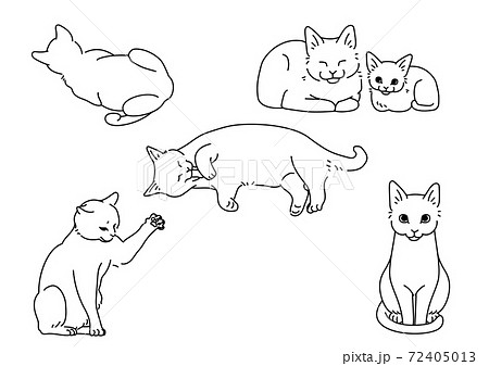 柄のない猫線画セットのイラスト素材