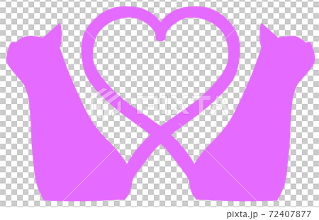 尾巴使心臟(紫色)的貓的剪影 尾巴使心臟(紫色)的貓的剪影 72407877