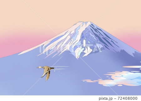 暁の雁が飛ぶ富士山のイラスト素材