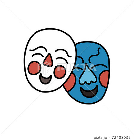 korean masks doodle icon, vector color illustration 72408035