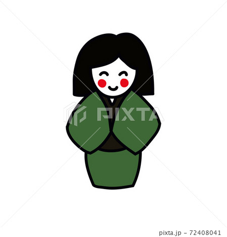 kokeshi japanese doll doodle icon, vector color illustration 72408041