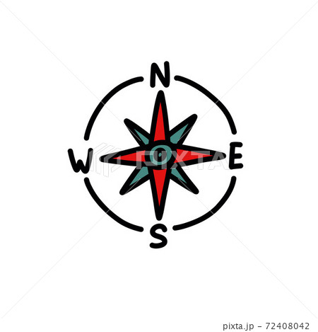 compass, wind rose doodle icon, vector color illustration compass, wind rose doodle icon, vector color illustration 72408042