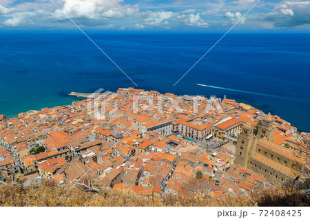 Aerial view of Cefalu in Sicily, Italy Aerial view of Cefalu in Sicily, Italy 72408425