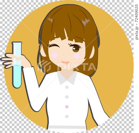 試験管を持った可愛い薬剤師のアイコン風イラストのイラスト素材 試験管を持った可愛い薬剤師のアイコン風イラストのイラスト素材