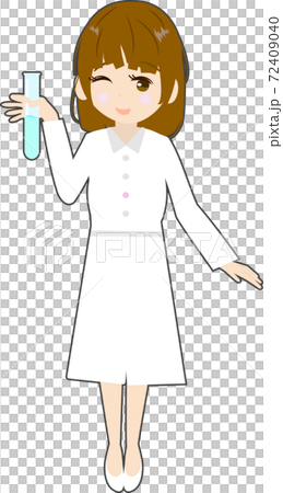 試験管を持つ可愛い薬剤師のイラストのイラスト素材